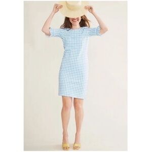SONNET JAMES Women Size L/T Large Tall‎ Blue & White Gingham Lottie Sheath Dress